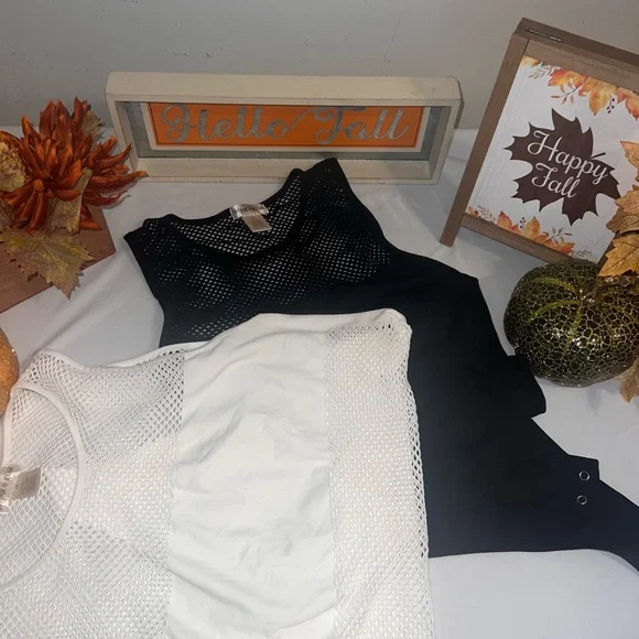 Sugar & Rose Elegant Black and White fishnet tank bodysuit - Picture 4 of 4